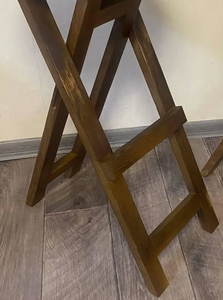 Tabouret de bar pliable en bois massif, siège rond portable, pieds croisés, pour cuisine, vente en gros, directement de l'usine - Product Image 4