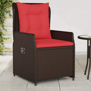 Silla Reclinable para Patio en Color Marrón y Rojo, Muebles Cómodos para Exteriores - Product Image 1