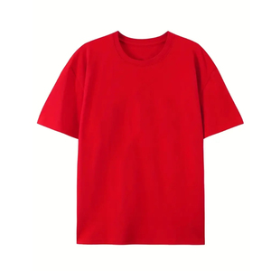 T-shirt en coton respirant pour homme - Style sport décontracté coupe ample - T-shirt rouge à manches courtes col rond coupe classique décontractée unie - Product Image 2