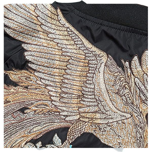 Customized High Quality Women's Sheep Skin Embroidery Satin Breathable Zipper <b>Bomber</b> <b>Jacket</b> Sports Winter Reversible - Product Image 6