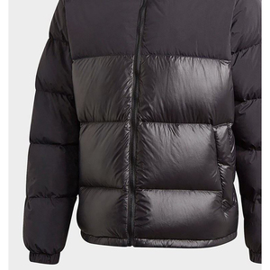 Veste d'hiver décontractée pour homme, noire, à capuche, rembourrée en duvet, coupe-vent, coupe régulière, fermeture éclair, couleur unie, en polyester - Product Image 3