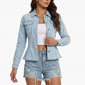Vestes en jean respirantes pour femmes, taille standard, fermeture à boutons, manches longues, coupe moderne, logo personnalisé, veste en jean pour femmes - Product Image 1