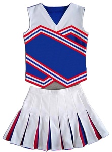 Tenue de cheerleading OUTFITIZE INTERNATIONAL avec pompons bleus, blancs et rouges, impression personnalisée, 100% polyester, taille adulte - Product Image 5