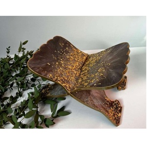 Atril de Resina con Hojuelas Doradas, Soporte para Libros con Mariposa de Bronce, Soporte para Libros con Diseño de Espiral Ahumada - Product Image 1