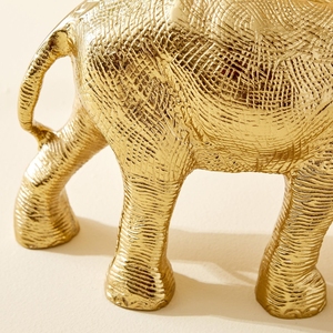 Statue d'éléphant dorée métallique de luxe, pièce maîtresse décorative, figurine d'appoint pour le Feng Shui (Richesse, Prospérité) et cadeau d'entreprise - Product Image 3