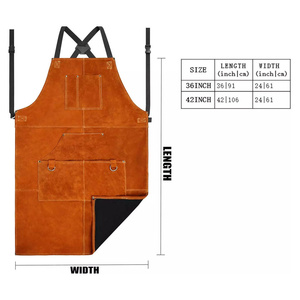 Cowhide Split Leather Welding <b>Apron</b> Multi Pockets Heat Flame Resistant Heavy Duty Abrasion Resistant Construction Workwear - Product Image 4
