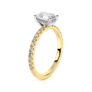 แหวนหมั้นเพชรทรงบริลเลียนต์เคลือบโรเดียมทองคำแท้ 14K เพชรเลี้ยงในห้องปฏิบัติการ รับรองโดย IGI ดีไซน์แบบ Pav Band Half Eternity Minimal - Product Image 5