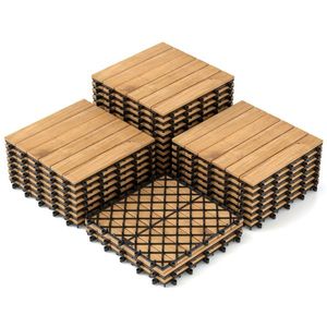 30 Piastrelle a Incastro in Legno di Acacia 30x30 cm con Drenaggio Rapido per Patio, Giardino, Bordo Piscina - Prodotto Naturale Categoria: Pavimentazione - Product Image 1