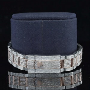 Reloj Automático Mixto con Bisel de Diamantes Grandes de 41 mm, Redondo, Totalmente en Tono Rosa, Estilo Hip Hop Personalizado, Movimiento Mecánico ETA de 6 mm - Product Image 6