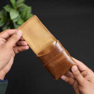 100% Handcrafted Full-grain Chrome Tan Genuine <b>Leather</b> 4” × 3” inch Vintage Style <b>Mens</b> Card <b>Wallet</b> - Product Image 5