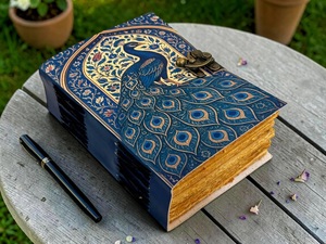 Herb Heritage Handmade Buffalo Leather Water Color Vintage <b>Floral</b> Journal Sewing Bound 200 Sheets Deckle Edge Celestial Diary - Product Image 4