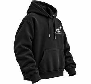 Sudadera con Capucha Negra de Invierno para Hombre, Bolsillo Frontal Tipo Canguro, Cordón Ajustable, Diseño Personalizado Bordado Ecológico, Tejido de Punto de Color Sólido - Product Image 4