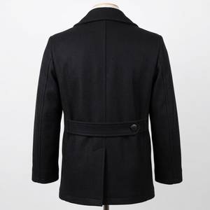 Abrigo de lana negro unisex de doble botonadura, chaqueta de invierno con cuello vuelto, frac personalizado - Product Image 2