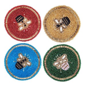 Trendy stylish good looking handmade <b>beaded</b> Checked design <b>coaster</b> Cuteness embroidery set of 4 piece <b>coaster</b> Traditional - Product Image 5