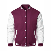Veste en molleton brossé de haute qualité avec logo personnalisé, uniforme d'équipe, vente en gros, veste universitaire vierge, veste de baseball pour hommes