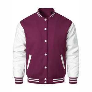 Custom Logo High Quality <b>Brushed</b> Fleece Jacket Team Uniform College Wholesale Blank Plain Varsity Jacket Baseball Jacket for Men - Product Image 4