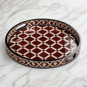 Geometric Bone Inlay <b>Wood</b> Serving Trays Handmade Decorative Luxury Tableware <b>Coffee</b> <b>Table</b> Dining Room Home Decor - Product Image 1