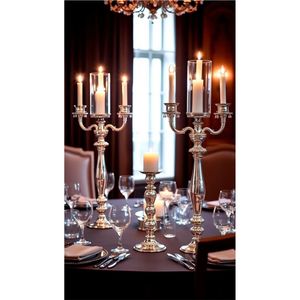 Candelabro Plateado Vintage de 3 Luces, Portavelas de Metal Clásico para Decoración de Bodas, Fiestas y Navidad - Product Image 4