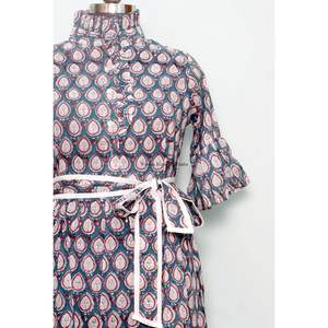 Elegante Vestido de Algodón para Mujer, Estilo Boho, Hecho a Mano, Vintage, Floral, para el Día, con Mangas de Campana, Midi, Maxi, Largo, Informal - Product Image 4