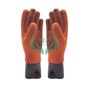 Guantes DE SEGURIDAD DE punteado de algodón naranja de primera calidad Tela de punto de ajuste fuerte Antideslizante Antiestático Anti-impacto para construcción industrial - Product Image 1