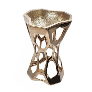 โต๊ะข้างโลหะทรงกลมสไตล์โมเดิร์นขาโลหะสีเงินสำหรับห้องนั่งเล่น - Product Image 1