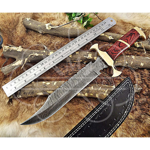 Couteau de chasse d'extérieur à lame fixe en acier Damas et acier inoxydable fait main MORTAL SAGA, manche en bois Paka personnalisé, garantie 1 an - Product Image 6