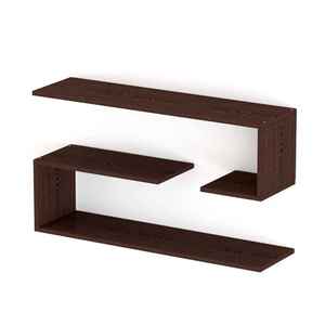 Modern Intersecting Geometric Wooden Floating Shelf Wall Mount Dark Brown Multi Tier S Shape <b>Storage</b> Ledge Display <b>Rack</b> - Product Image 1