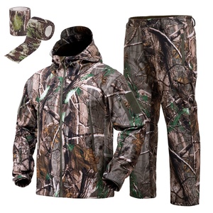 Ensemble de chasse pour homme en softshell camouflage, veste et pantalon imperméables à manches longues, tenue d'extérieur automne, motif FG - Product Image 4