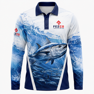 เสื้อตกปลาแขนยาวสำหรับผู้ผลิต ป้องกันรังสียูวี UPF 50+ เสื้อโปโลตกปลา โพลีเอสเตอร์ ป้องกันรังสียูวี ชุดตกปลา - Product Image 4