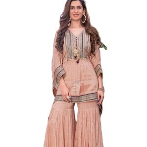 Dernier Designer Pure Chinon Heavy Sequence Zari Work Kaftan Sharara By Fab Zone - Product Image 1