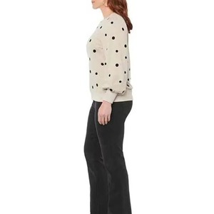 Sudadera de Mujer con Estampado de Lunares, Cuello Redondo, Manga Farol, Tejida en Algodón, Informal, para Otoño - Product Image 3