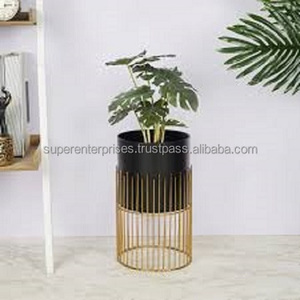 Meilleure vente en laiton noir couleur plaqué fleur stockage seau jardinières pour le stockage des plantes luxe métal fleur Vase Design Unique - Product Image 4