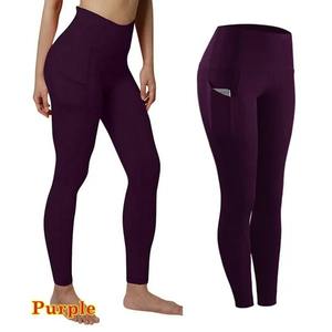 Women's High Waist Elastic Gym Compression Tights Seamless Yoga <b>Leggings</b> Tummy Control Ruched Booty <b>Pocket</b> Taller Ankles-Workout - Product Image 4