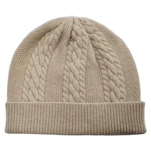 Bonnet unisexe de luxe 100 % cachemire tricoté torsadé, doux et chaud pour l'hiver, avec logo personnalisé, vente en gros, bonnet à revers, bonnet tricoté uni - Product Image 1