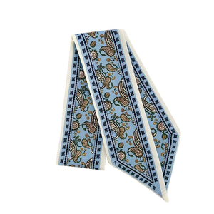 Pañuelo de seda fino para mujer, cinta de seda larga para el pelo, pequeños pañuelos para el cuello, cinta para asa de bolso con estampado Paisley, pañuelo para la cabeza, lazo para mujer 90cm*6cm - Product Image 6