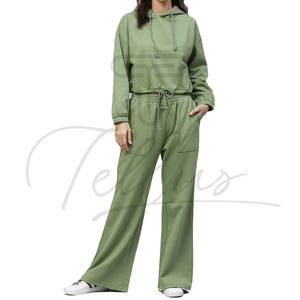 Nuevo Conjunto Deportivo Personalizado con Logotipo, Top Corto, Pantalones Deportivos y Sudadera con Capucha para Mujer, 100% Algodón - Product Image 6