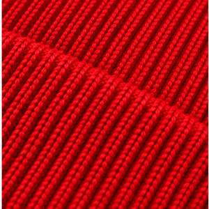 Gorro de Punto Acanalado Rojo Unisex, Color Sólido, Forro de Seda para Invierno, Estilo Casual para Adultos, Uso Diario en la Playa, Circunferencia de Cabeza 56-58CM - Product Image 3
