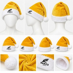 Chapeau de Père Noël pour homme adulte, personnalisé avec logo imprimé par sublimation, 100% polyester, bordure en peluche blanche, pompon, circonférence de la tête 48-50 cm, hiver - Product Image 3