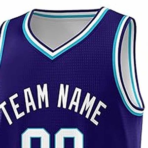Maillot de basketball d'hiver personnalisé par sublimation, col en V, sans manches, en mesh, nom d'équipe 00, pour adulte unisexe, respirant, couleur Teal - Product Image 4