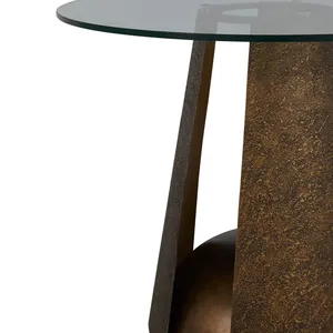 Mesa de Centro Artística Contemporánea de Metal con Acabado Premium, Superficie Flotante Tipo Mármol, Luz LED Integrada, Moderna y Elegante - Product Image 1