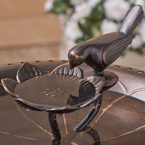 Ornement de jardin élégant en aluminium et en fer pour l'extérieur, bain à oiseaux - Product Image 4