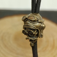 Pilote Casque Crâne Tête En Laiton Couteau Perle En Plein Air EDC Parapluie Corde Pendentif DIY Paracord Tissé Bracelet Accessoires Longe Charme