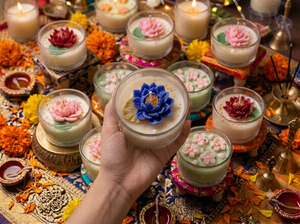 Decorative lotus Glass Soy Wax <b>Candle</b>-Luxury Home Decor for Gifting & <b>Long</b>-lasting Thanksgiving Gifts Scented <b>Candles</b> Bulk Price - Product Image 2