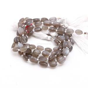 Cuentas Ovaladas Talladas a Mano de Piedra Lunar Gris Natural, Cuentas de Piedras Preciosas Talladas a Mano de 8 Pulgadas para Fabricación de Joyas, Tallados de Piedras Preciosas - Product Image 5