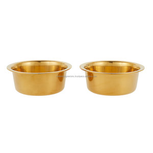 Mangeoire double en acier inoxydable et or pour chiens avec station d'alimentation en bois Distributeur de nourriture pour animaux de compagnie d'une capacité de 4L pour chiens et chats - Product Image 3