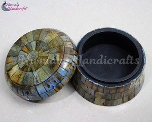 Caja de Almacenamiento de Polvo con Incrustaciones de Hueso Azul Hecha a Mano, Tarro Decorativo con Incrustaciones de Hueso, Contenedor de Decoración de Lujo para el Hogar - Product Image 3