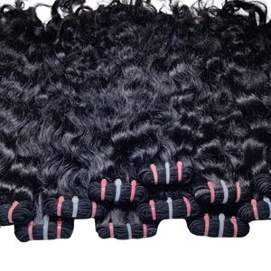 Extensiones de Cabello Humano Virgen Natural de Templo Indio, Ondulado, Cutícula Alineada, 100g, Negro Natural, Venta al por Mayor Directa de Fábrica - Product Image 6