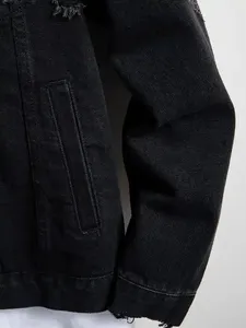 Nouvelle Arrivée 2026 – Veste en jean toile double boutonnage pour homme avec logo frontal, style streetwear, respirante, couleur et logo personnalisables, prix de gros, très demandée - Product Image 4