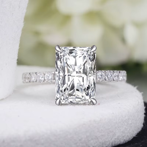 Anillo de compromiso con diamante de corte radiante, oro blanco, certificado IGI, estilo clásico, color D, diamantes cultivados en laboratorio - Product Image 4