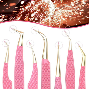 Elegant Pink Matte Finish with Gold Tips High-Precision Ergonomic Textured Handle For Maximum Control Stainless Steel Tweezers - Product Image 6